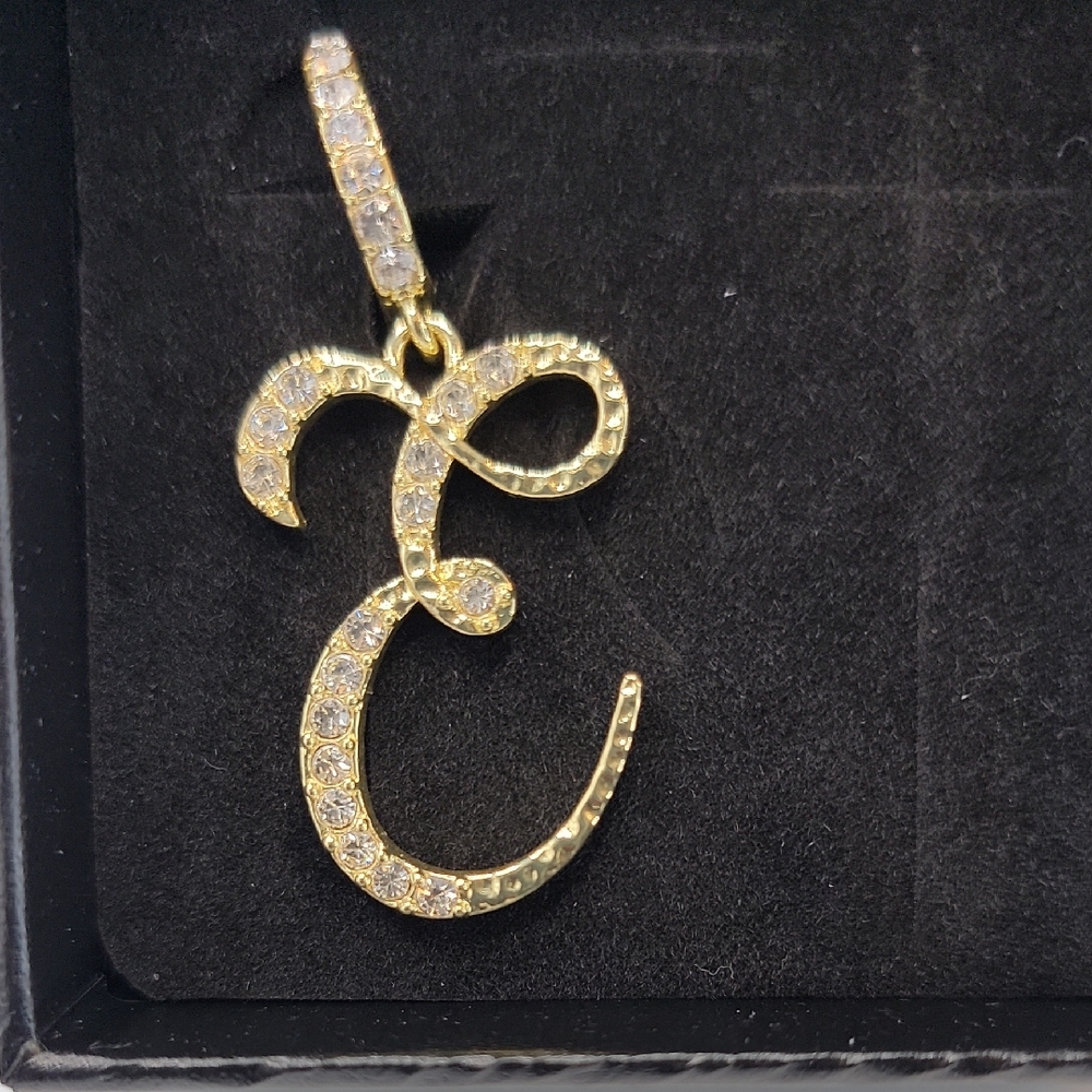 Elegant Heidi Daus Goldtone Initial Pendant with Crystals